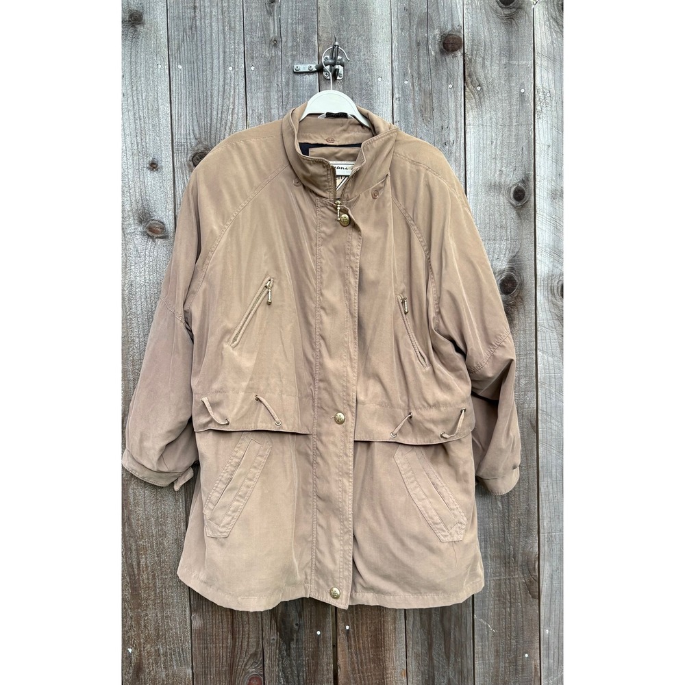 VTG Y2K Current Seen Outerwear Tan Beige Khaki Zip Up Hooded Jacket‎ Men's